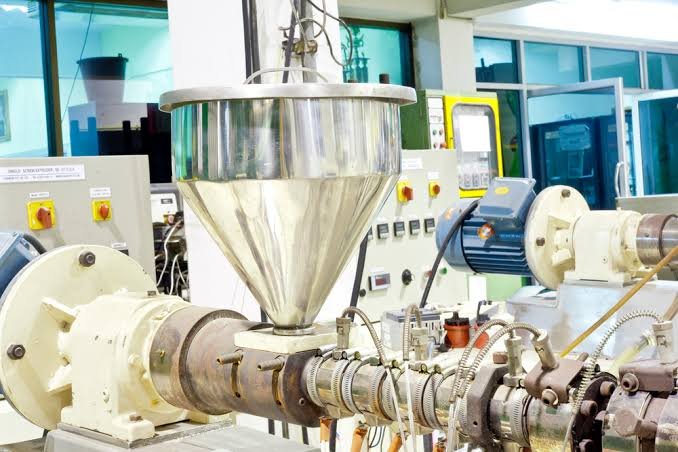 Extrusion line inside the Ridhan Polymers manufacturing facility